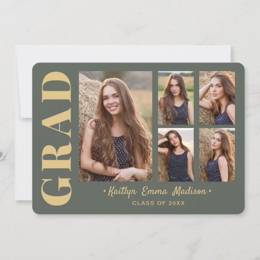 5 Foto Afstudeerder Collage Moderne Script Sage en Aankondiging (Voorkant)