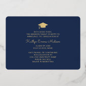 5 Foto Afstudeerder Collage Navy Blue & Gold Foil  Folie Uitnodiging (Achterkant)