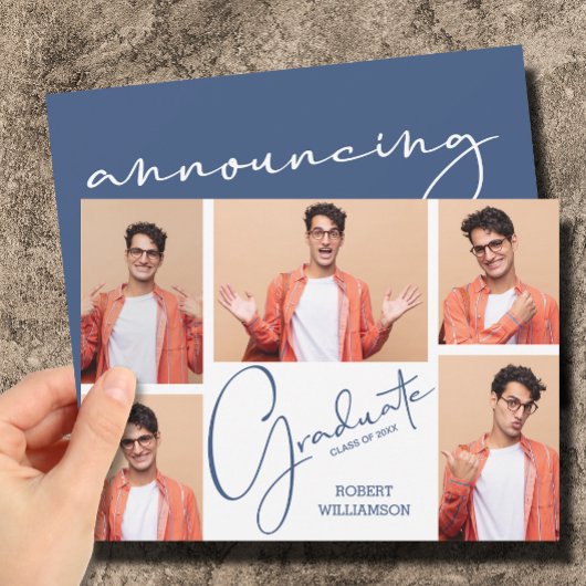 5 Foto Afstuderen Collage Chic Script Aankondiging
