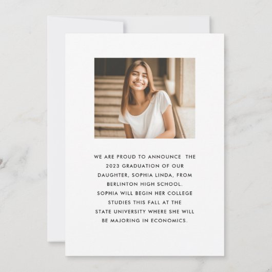 5 Foto Afstuderen Collage Modern Elegant Script Aankondiging (Achterkant)