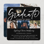 5 Foto Afstuderen Collage Modern Zwart Wit Goud Aankondiging (Voorkant / Achterkant)