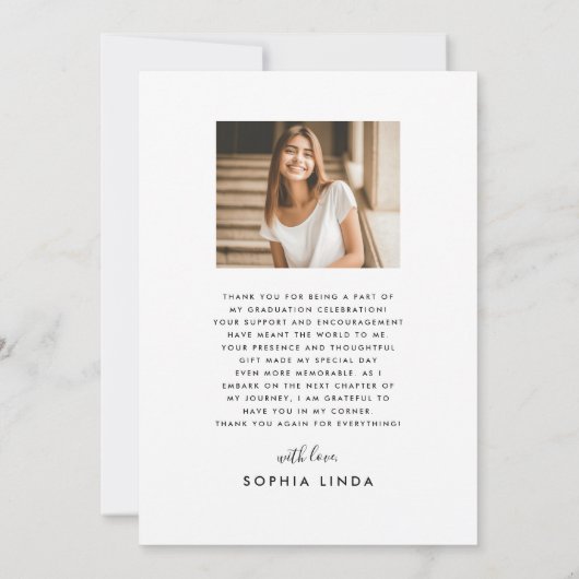 5 Foto Afstuderen Collage Script Modern Elegant Bedankkaart (Achterkant)