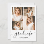 5 Foto Afstuderen Collage Script Modern Elegant Kaart (Voorkant)