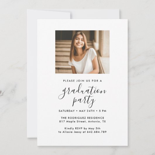 5 Foto Afstuderen Collage Script Modern Elegant Kaart (Achterkant)