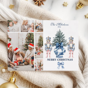 5 Foto Blauwe Chinoiserie Notenkraker Kerstmis Feestdagenkaart