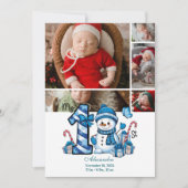 5 foto Blue Snowman Eerste kerst Feestdagenkaart (Voorkant)