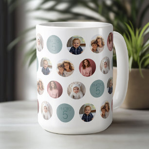 5 Foto Circle Border Collage - Zwart Wit Koffiemok