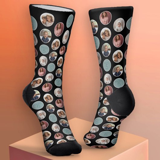 5 Foto Circle Border Collage - Zwart Wit Sokken