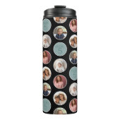 5 Foto Circle Border Collage - Zwart Wit Thermosbeker (Voorkant)