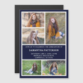 5 Foto Collage Afstuderen nodigt magnetische Kaart (Voorkant / Achterkant)