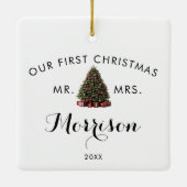 5 Foto Collage Bruiloft Eerste Kerstmis Keramisch Ornament (Achterkant)