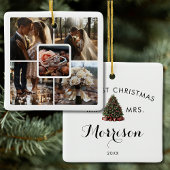 5 Foto Collage Bruiloft Eerste Kerstmis Keramisch Ornament