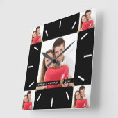 5 Foto Collage Bruiloft Jubileum Zwart Wit Vierkante Klok (Hoek)