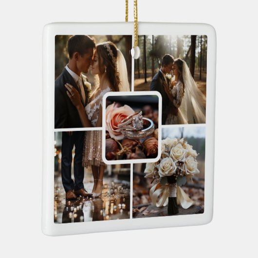 5 foto collage bruiloft keramisch ornament (Rechts)
