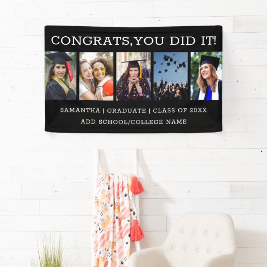 5 Foto Collage Congrats Afstuderen 2023 Afstuderen Spandoek (Insitu)