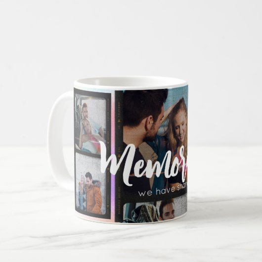 5 Foto collage Couple Romantic Moderne Elegant Koffiemok (Voorkant links)