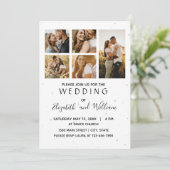 5 Foto Collage Elegant Wedding Invitation Kaart (Staand voorkant)