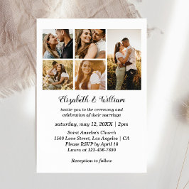5 Foto Collage Elegant Wedding Invitation Kaart