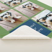 5 Foto Collage en tekstkleurenblok - blauw groen Sherpa Deken (3/4)