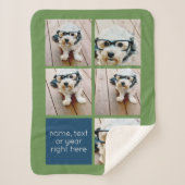 5 Foto Collage en tekstkleurenblok - blauw groen Sherpa Deken (Voorkant)