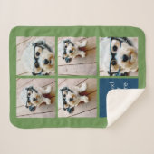 5 Foto Collage en tekstkleurenblok - blauw groen Sherpa Deken (Voorkant (horizontaal))