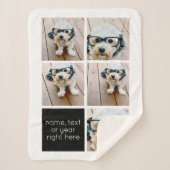 5 Foto Collage en tekstkleurenblok - zwart wit Sherpa Deken (Voorkant)