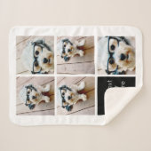 5 Foto Collage en tekstkleurenblok - zwart wit Sherpa Deken (Voorkant (horizontaal))