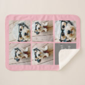 5 Foto Collage en tekstkleurenblok - zwart wit Sherpa Deken (Voorkant (horizontaal))