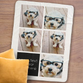 5 Foto Collage en tekstkleurenblok - zwart wit Sherpa Deken