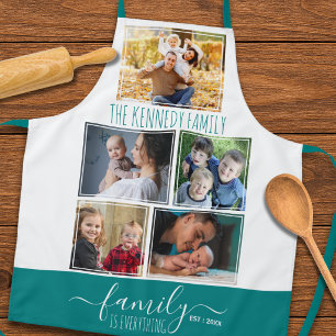 5 Foto Collage Familie Naam Citaat Turquoise En Wi Schort