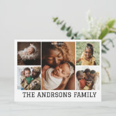 5 foto collage familie vakantie kaart | Uitnodigin (Staand voorkant)