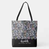 5 Foto Collage - funky hexagon patroon - zwart Tote Bag (Voorkant)