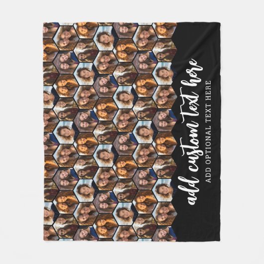 5 Foto Collage Funky Hexagon Pattern - zwart Fleece Deken (Voorkant)