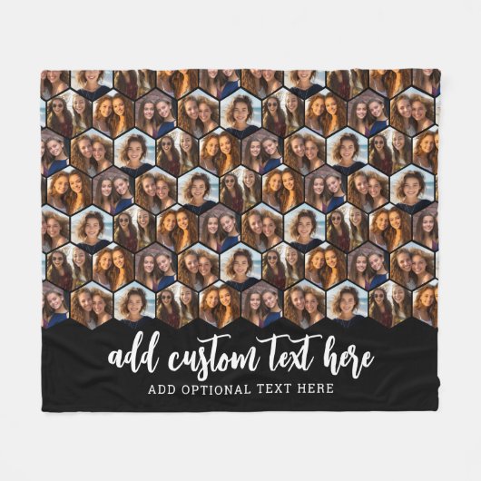 5 Foto Collage Funky Hexagon Pattern - zwart Fleece Deken (Voorkant (Horizontaal))