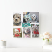 5 Foto collage Funky Mid Century Moderne Hoeken Vierkante Klok (Huis)