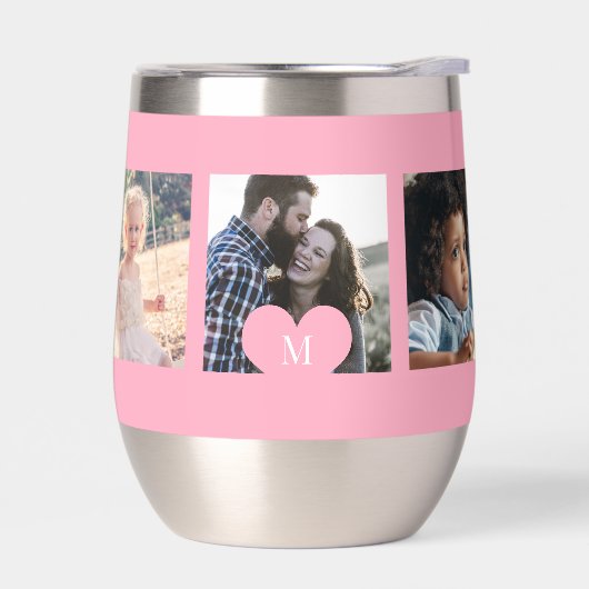 5 foto collage gepersonaliseerde moderne monogram (Links)