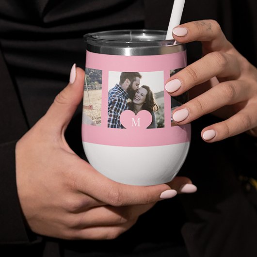 5 foto collage gepersonaliseerde moderne monogram 