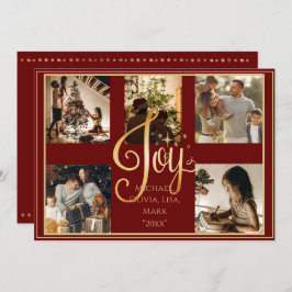 5 foto Collage Gold Joy Kerstmis Holiday Feestdagenkaart