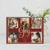 5 foto Collage goud Vreugde Kerstmis Kerst Feestda Feestdagenkaart (Staand voorkant)