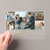 5 foto collage goud Vrolijk Kerstscript kaart Acryl Uitnodigingen (Insitu (Draagbaar))