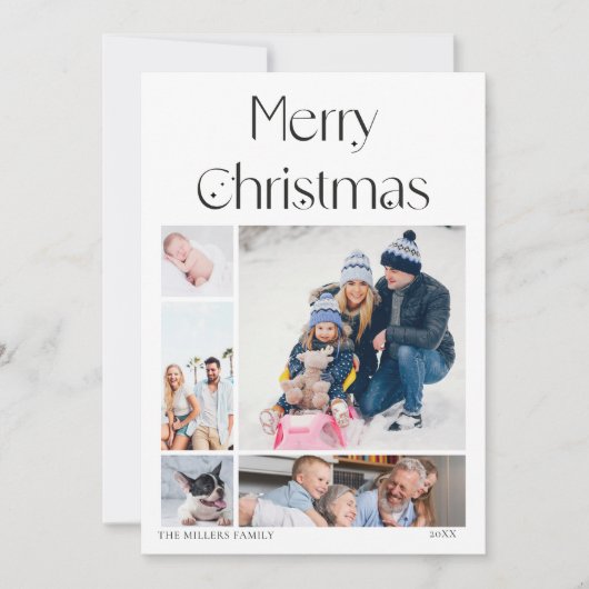 5 foto collage grid elegante kerst Kaart (Voorkant)