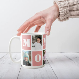 5 Foto Collage Heart Blush Pink Moederdag Koffiemok