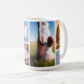 5 Foto Collage Heart Dusty Blue Moederdag Koffiemok (Voorkant rechts)