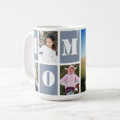 5 Foto Collage Heart Dusty Blue Moederdag Koffiemok (Voorkant links)