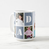 5 Foto Collage Heart Dusty Blue Vaderdag Koffiemok (Voorkant links)