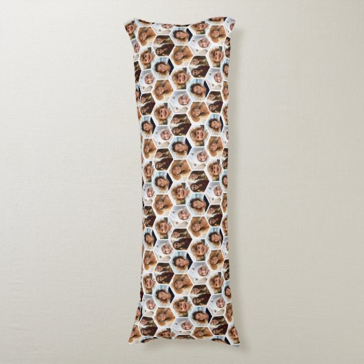 5 Foto Collage Honingraat Hexagon Patroon - wit Lichaamskussen (Voorkant Verticaal)