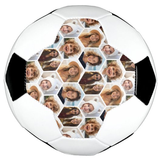 5 Foto Collage Honingraat Hexagon Patroon - wit Voetbal (Gedraaid)
