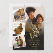 5 Foto Collage Huwelijk Gouden Script Save The Date (Voorkant)