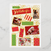 5 Foto Collage Kerst Folie Vakantie Kaart (Voorkant)