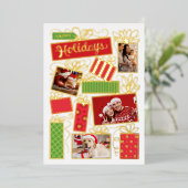 5 Foto Collage Kerst Folie Vakantie Kaart (Staand Voorkant)